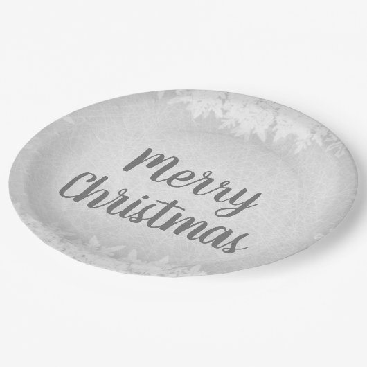 Assiettes En Carton Silver Grey Frost Joyeux Noël (Angle)