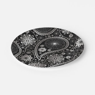 Assiettes En Carton Silver paisley