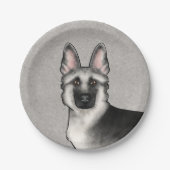 Assiettes En Carton Silver Sable Allemand Berger mignon tête de chien (Devant)