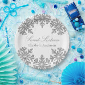 Assiettes En Carton Silver Snowflake Winter Sweet 16 (Fête)