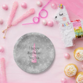 Assiettes En Carton Silver Sparkle rose Glam Unicorn Anniversaire (Fête)