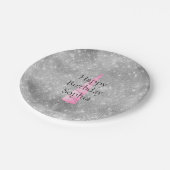 Assiettes En Carton Silver Sparkle rose Glam Unicorn Anniversaire (Angle)