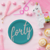 Assiettes En Carton Silver Turquoise 40 Anniversaire Parties scintilla (Fête)