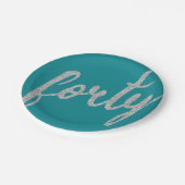 Assiettes En Carton Silver Turquoise 40 Anniversaire Parties scintilla (Angle)