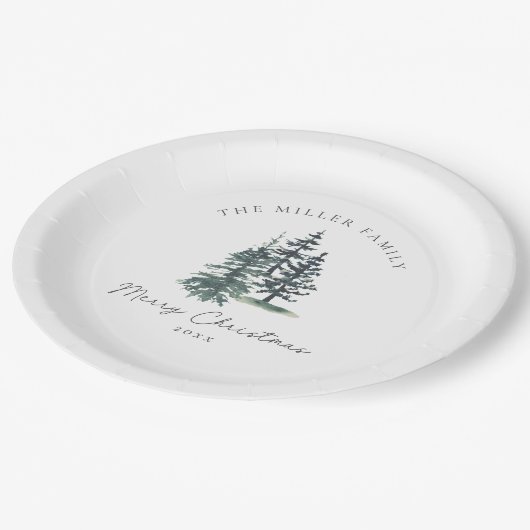 Assiettes En Carton Simple arbre de Noël élégant | Pin (Angle)
