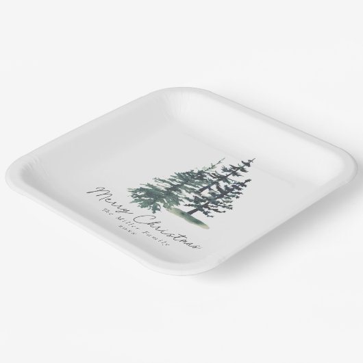 Assiettes En Carton Simple arbre de Noël élégant | Pin (Angulaire)