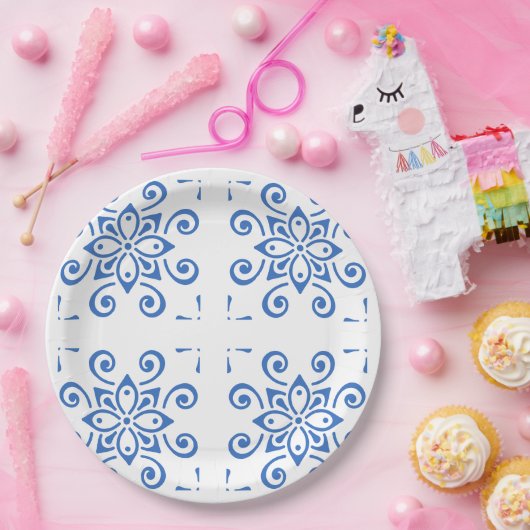 Assiettes En Carton Simple Azulejo (Fête)