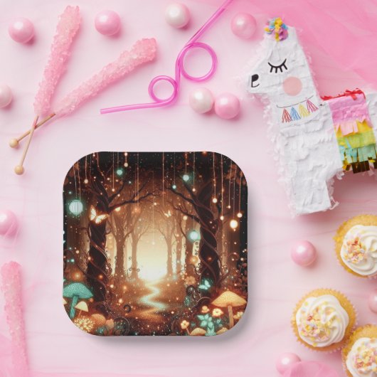 Assiettes En Carton Simple Baby shower forestier majestueux enchanté (Fête)