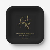 Assiettes En Carton Simple Black and Gold Quarty fête d'anniversaire (Recto)