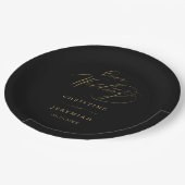 Assiettes En Carton Simple Black Gold Modern Script Mariage (Angle)