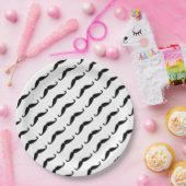 Assiettes En Carton Simple Black mustache pattern on white moustache  (Fête)