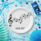 Assiettes En Carton Simple Black White Music Notes (Fête)