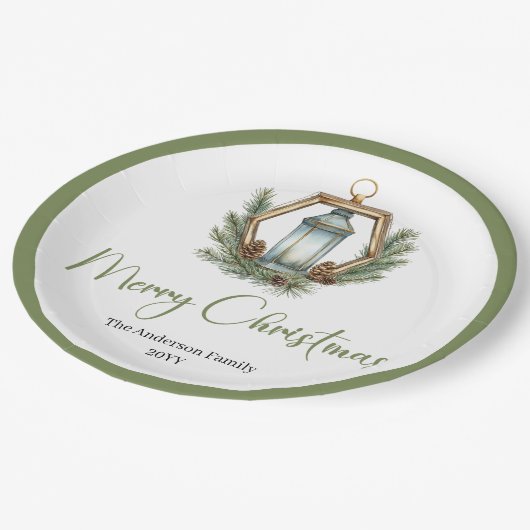 Assiettes En Carton Simple Bohemian Christmas Lantern in Neutral Plate (Angle)