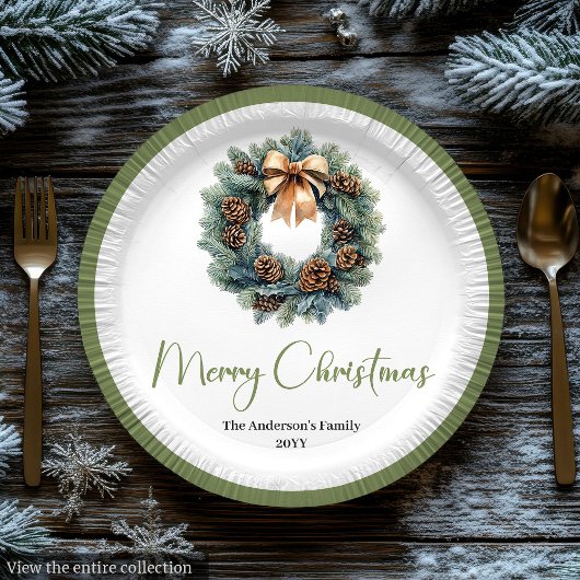 Assiettes En Carton Simple Bohemian Christmas Wreath in Trendy Plate