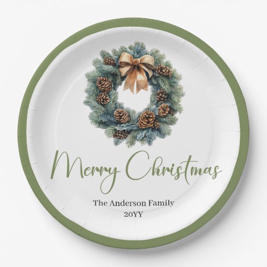 Assiettes En Carton Simple Bohemian Christmas Wreath in Trendy Plate (Devant)
