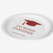 Assiettes En Carton Simple Burgundy Mortar Board Modernité Graduation (Angle)