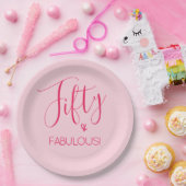Assiettes En Carton Simple chic Cinquante et FABULE en rose (Fête)