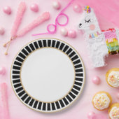 Assiettes En Carton Simple | Classique | Élégant | Noir et blanc tenda (Fête)