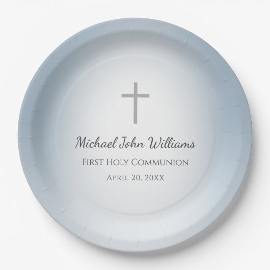 Assiettes En Carton Simple Cross Boys Première Communion Celebration B (Devant)