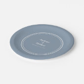 Assiettes En Carton Simple Dusty Blue Modern Bride & Groom Mariage (Angle)