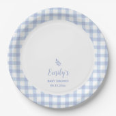 Assiettes En Carton Simple Elégant Bleu En vichy Plaid Baby shower gar (Devant)