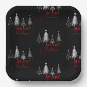 Assiettes En Carton Simple Elegant Christmas Pine Tree | Black (Recto)