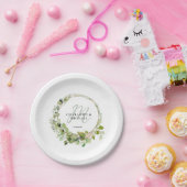 Assiettes En Carton Simple, élégant, monogramme mariage eucalyptus (Fête)