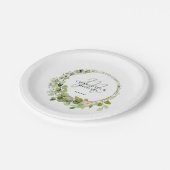 Assiettes En Carton Simple, élégant, monogramme mariage eucalyptus (Angle)