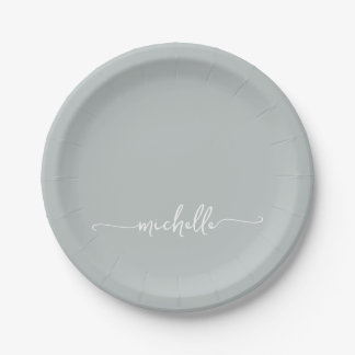 Assiettes En Carton Simple Élégant Monogramme Script