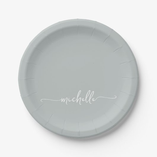Assiettes En Carton Simple Élégant Monogramme Script (Devant)