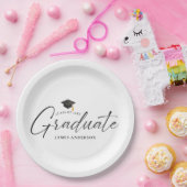 Assiettes En Carton Simple Elegant Script Graduation Party (Fête)
