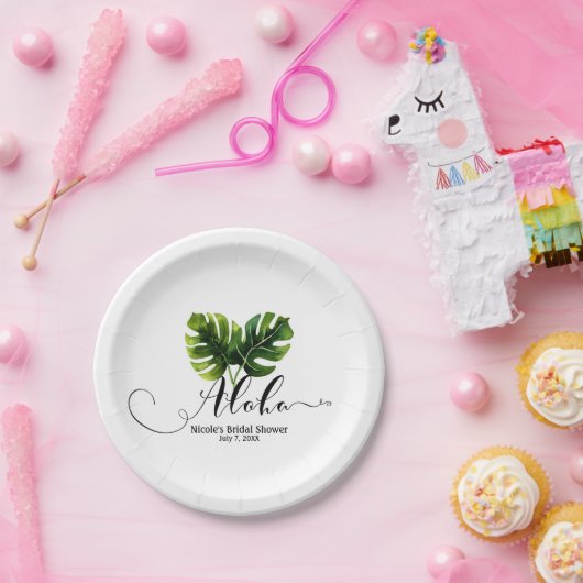 Assiettes En Carton Simple Elegant Tropical Palm Feuille Mariage chic (Fête)