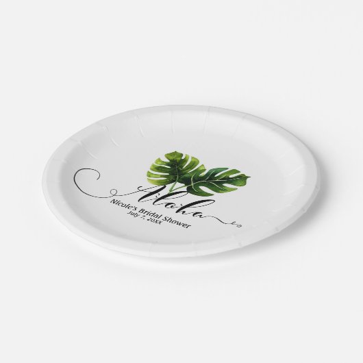 Assiettes En Carton Simple Elegant Tropical Palm Feuille Mariage chic (Angle)