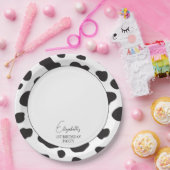 Assiettes En Carton Simple élégante fête d'anniversaire de vache noire (Fête)