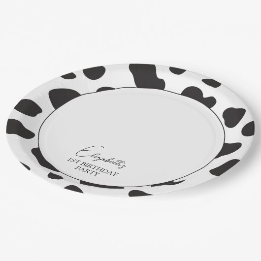 Assiettes En Carton Simple élégante fête d'anniversaire de vache noire (Angle)