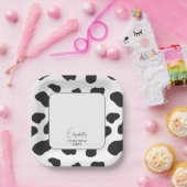 Assiettes En Carton Simple élégante fête d'anniversaire de vache noire (Fête)