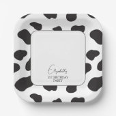 Assiettes En Carton Simple élégante fête d'anniversaire de vache noire (Recto)