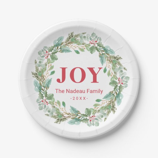 Assiettes En Carton Simple élégante Wreath Joie moderne Noël (Devant)