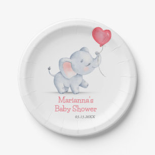 Assiettes En Carton Simple éléphant et ballon en forme de cœur pour Ba