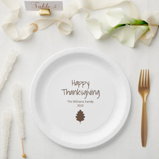 Assiettes En Carton Simple Feuille Moderne Automne Famille Thankgiving (Mariage)
