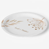 Assiettes En Carton Simple Floral Botaniqe Mariage à la feuille d'or (Angle)