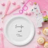 Assiettes En Carton simple gâteau mariage blanc minimal (Fête)