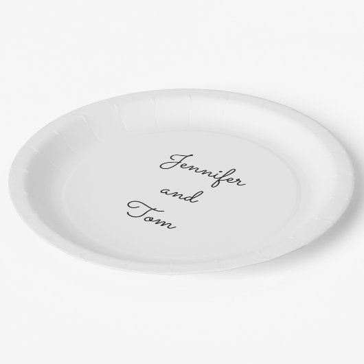 Assiettes En Carton simple gâteau mariage blanc minimal (Angle)