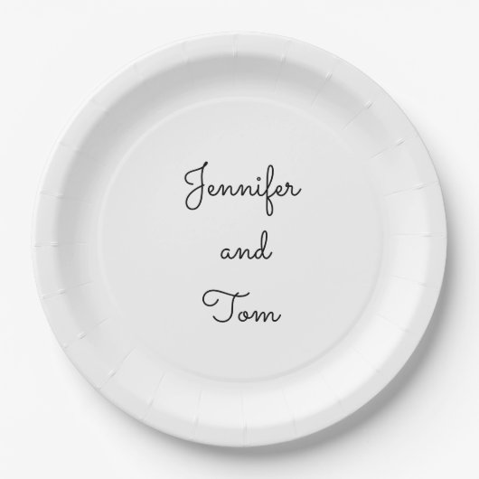 Assiettes En Carton simple gâteau mariage blanc minimal (Devant)