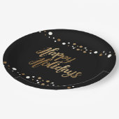 Assiettes En Carton Simple Gold Black Confetti (Angle)