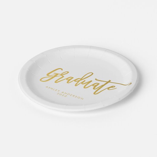 Assiettes En Carton Simple Gold Calligraphy Script Graduation Party (Angle)