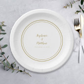 Assiettes En Carton Simple Gold & White Modern Bride & Groom Mariage