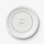 Assiettes En Carton Simple Gold & White Modern Bride & Groom Mariage (Devant)