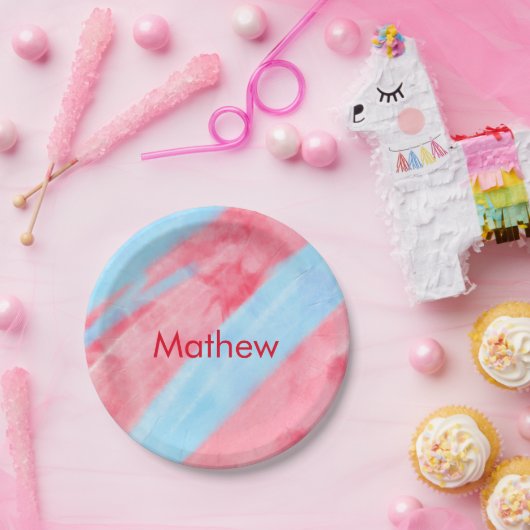 Assiettes En Carton simple initial letter mongram add your name red b (Fête)