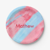 Assiettes En Carton simple initial letter mongram add your name red b (Devant)